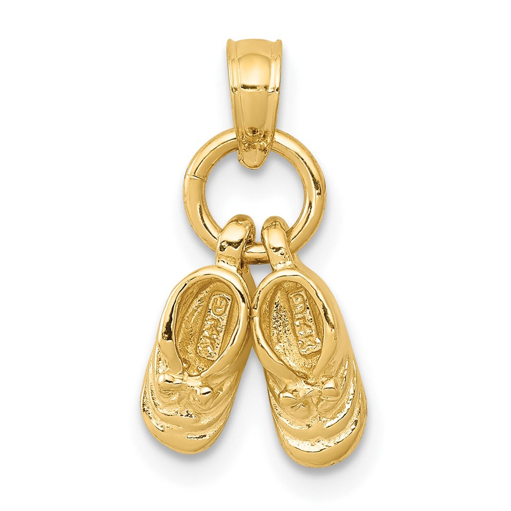 10k Yellow Gold 9 mm 3D Moveable Baby Shoes Charm (1.24 grams)