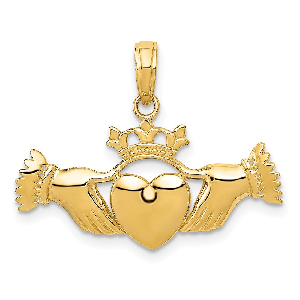 10k Yellow Gold 28 mm Polished Claddagh Pendant (1.14 grams)