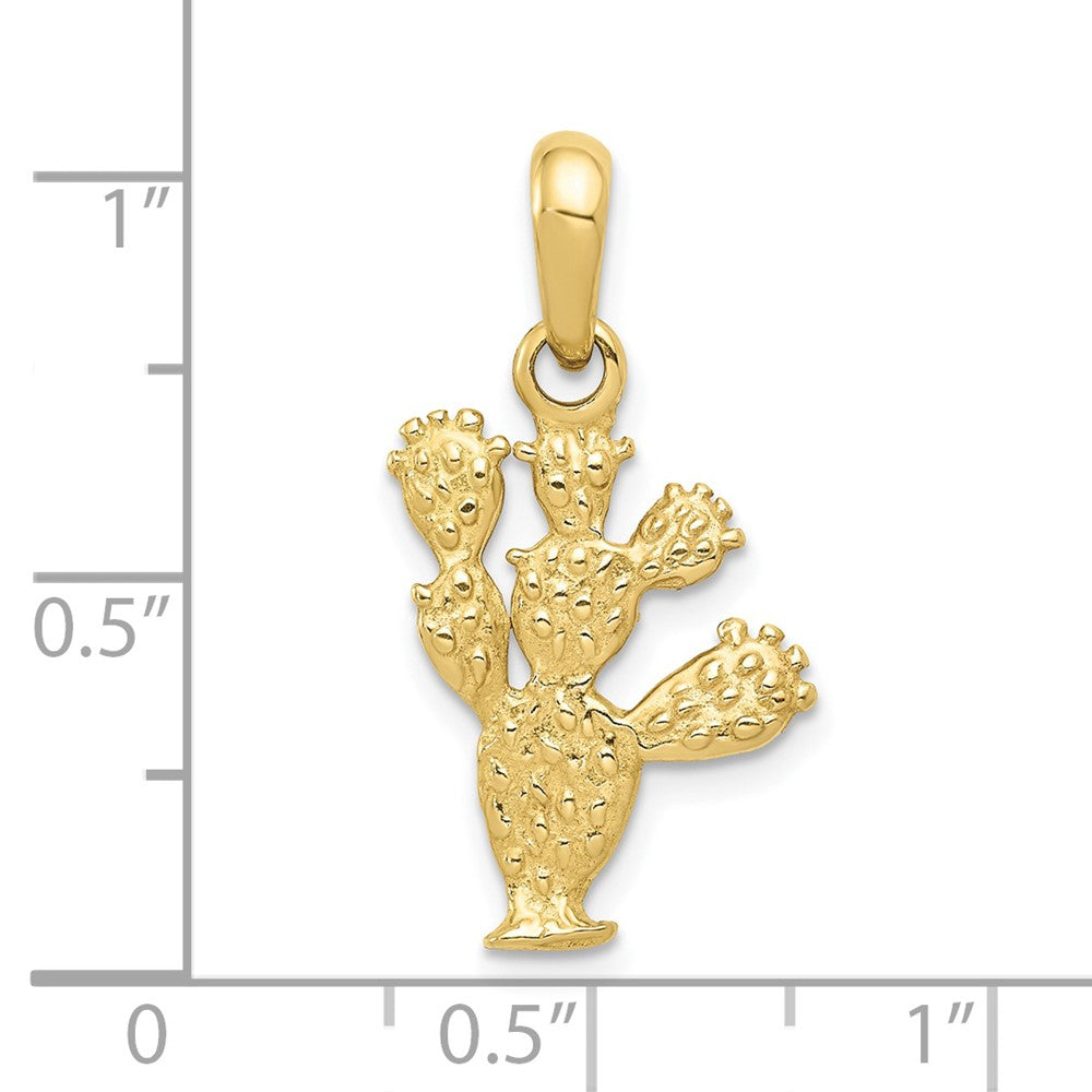 10k Yellow Gold 14.25 mm 3-D Cactus Pendant (1.59 grams)