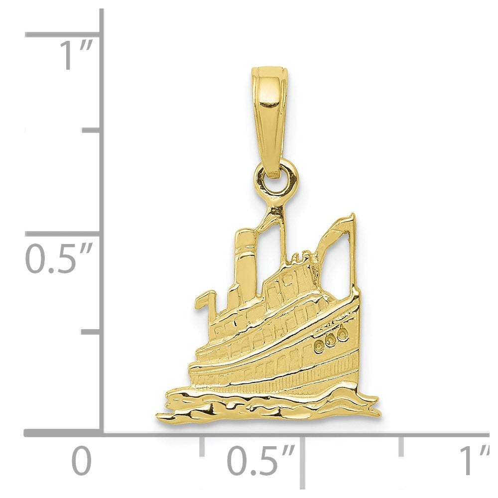 10k Yellow Gold 14 mm Cruise Ship Pendant (0.89 grams)