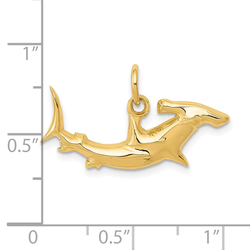 10k Yellow Gold 25 mm rhead Shark Charm (0.83 grams)