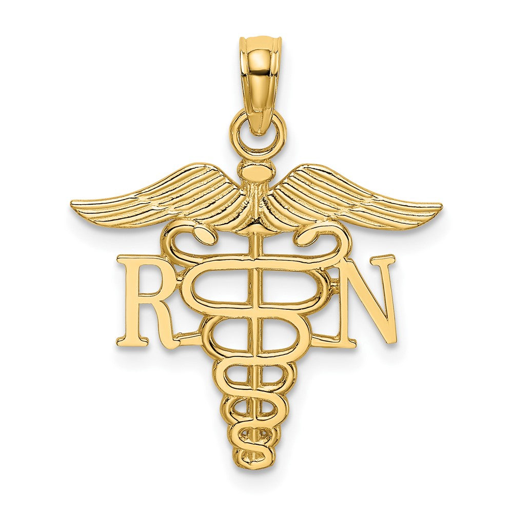 10k Yellow Gold 19.58 mm RN Caduceus Pendant (0.77 grams)