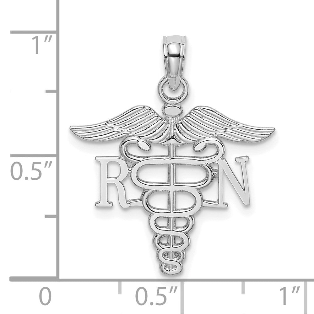 10k White Gold 21 mm  RN Caduceus Pendant (0.73 grams)