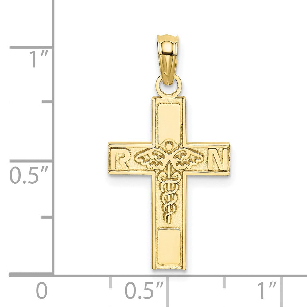 10k Yellow Gold 12.52 mm RN Caduceus Cross Charm (0.7 grams)