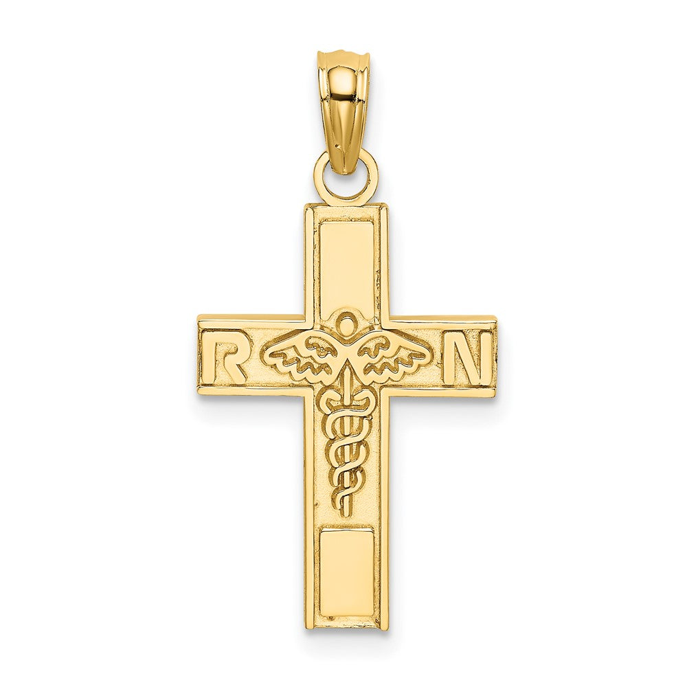 10k Yellow Gold 12.52 mm RN Caduceus Cross Charm (0.7 grams)