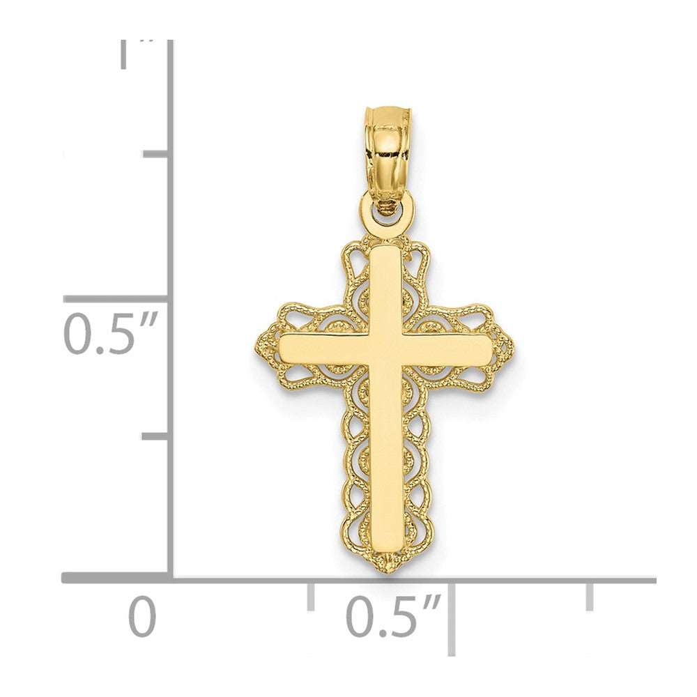 10k Yellow Gold 12 mm Budded Cross Charm (0.56 grams)