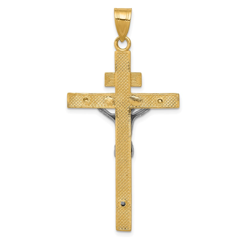 10k Two-tone 25 mm Two-tone INRI Jesus Crucifix Pendant (2.58 grams)