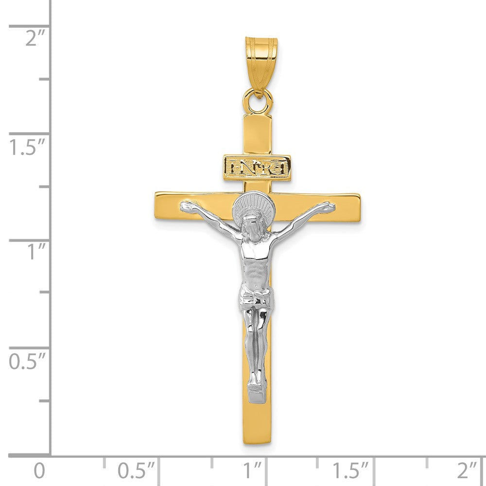 10k Two-tone 25 mm Two-tone INRI Jesus Crucifix Pendant (2.58 grams)