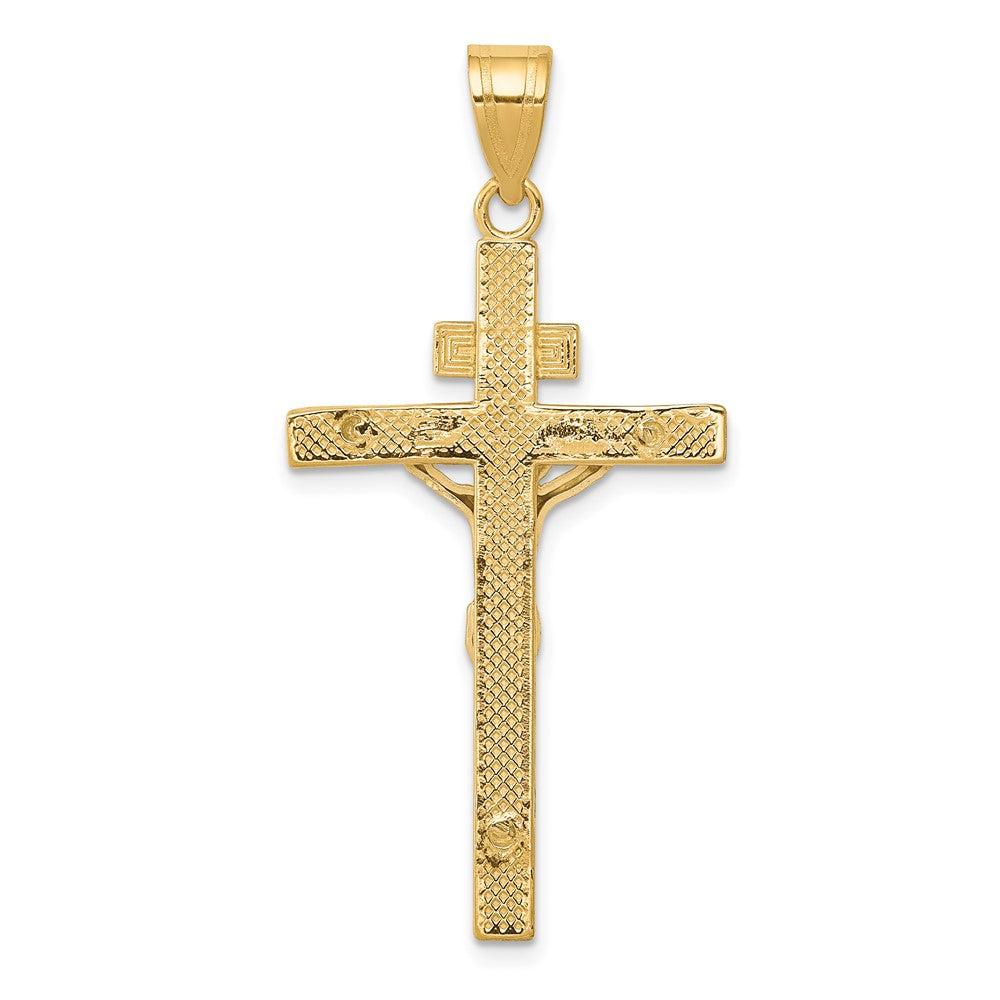 10k Two-tone 21 mm Two-tone INRI Jesus Crucifix Pendant (1.75 grams)