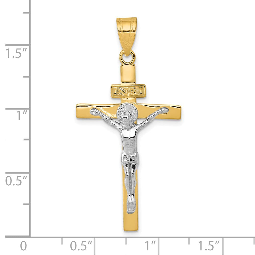 10k Two-tone 21 mm Two-tone INRI Jesus Crucifix Pendant (1.75 grams)