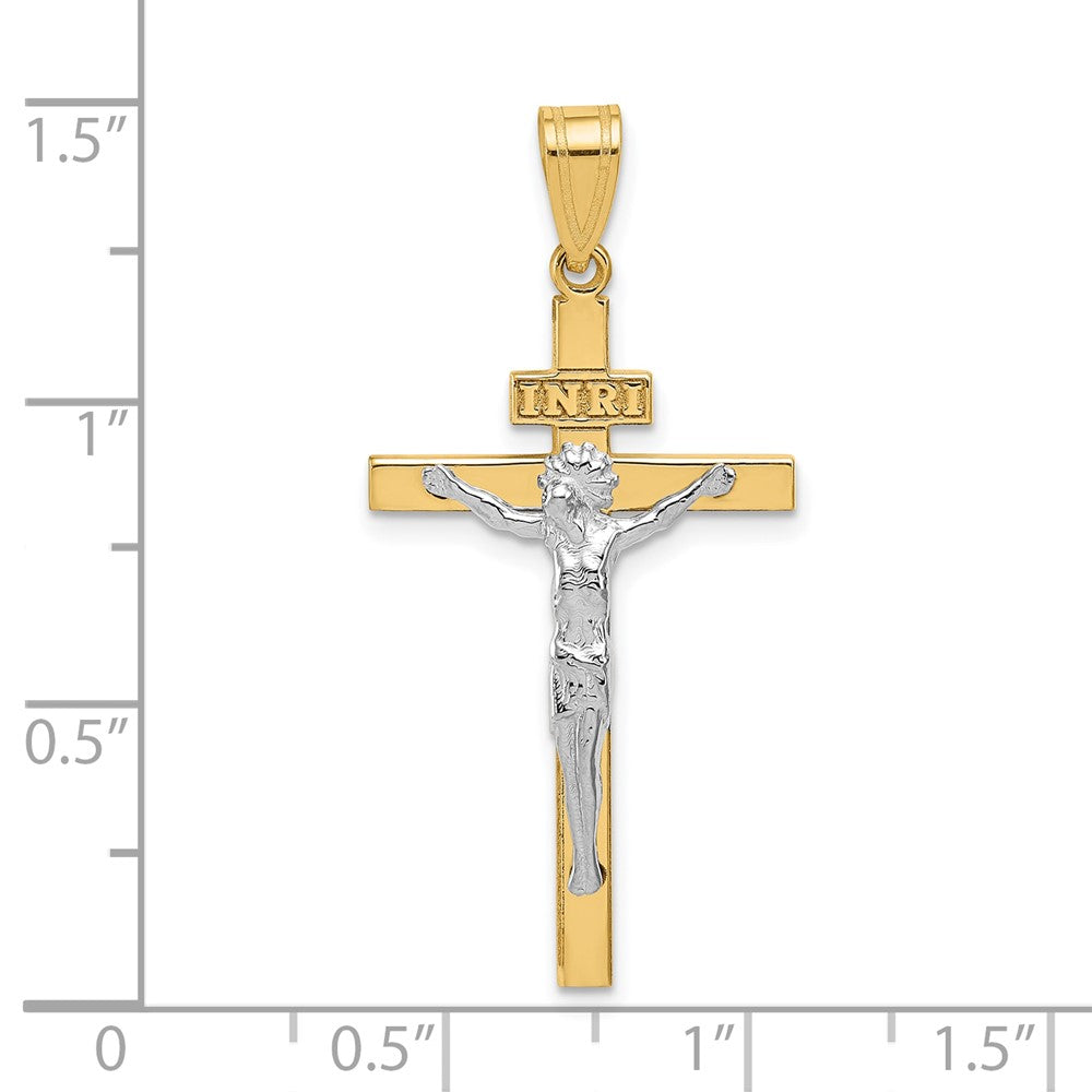 10k Two-tone 17 mm Two-tone INRI Jesus Crucifix Pendant (1.15 grams)