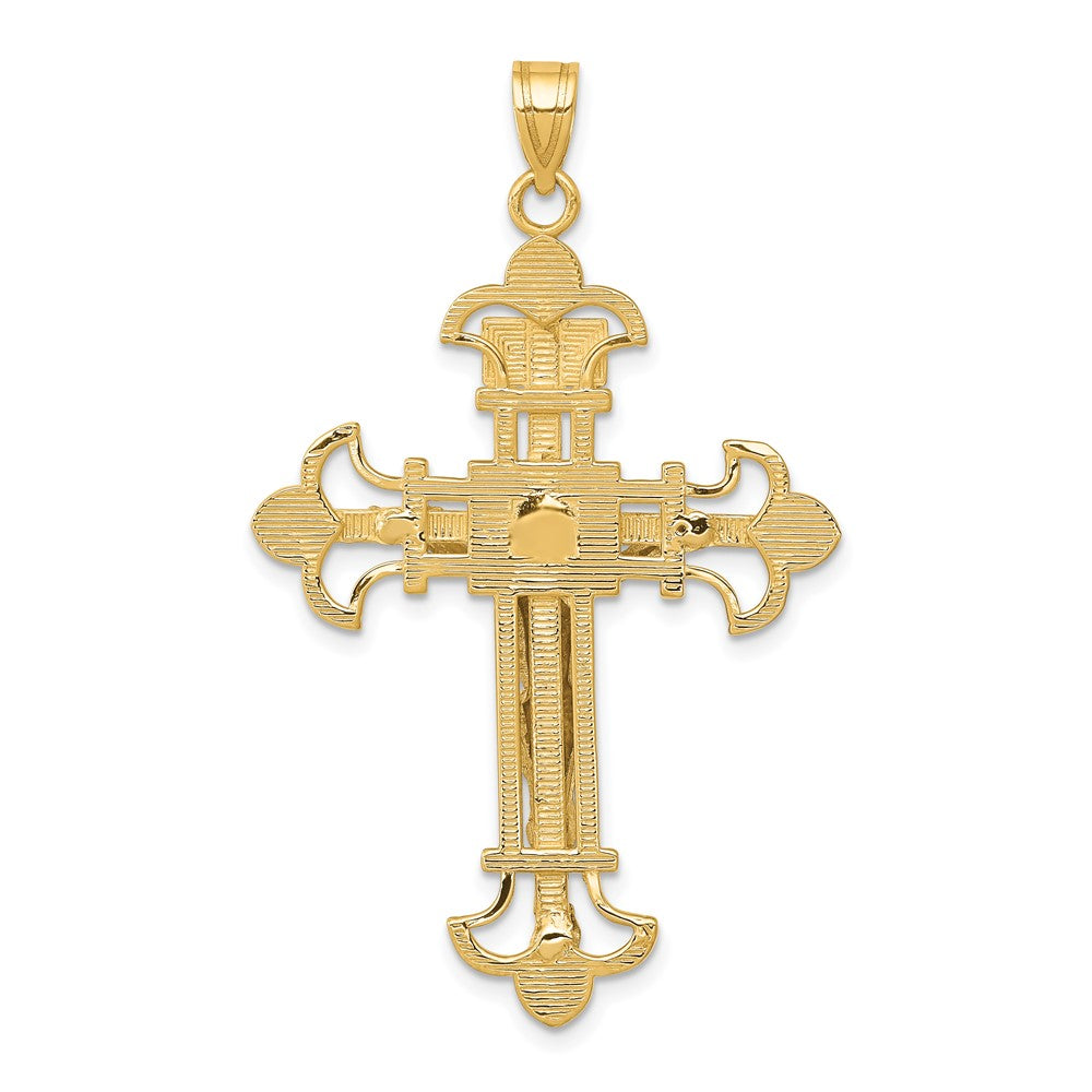 10k Two-tone 28 mm Two-tone INRI Jesus Crucifix Pendant (2.47 grams)