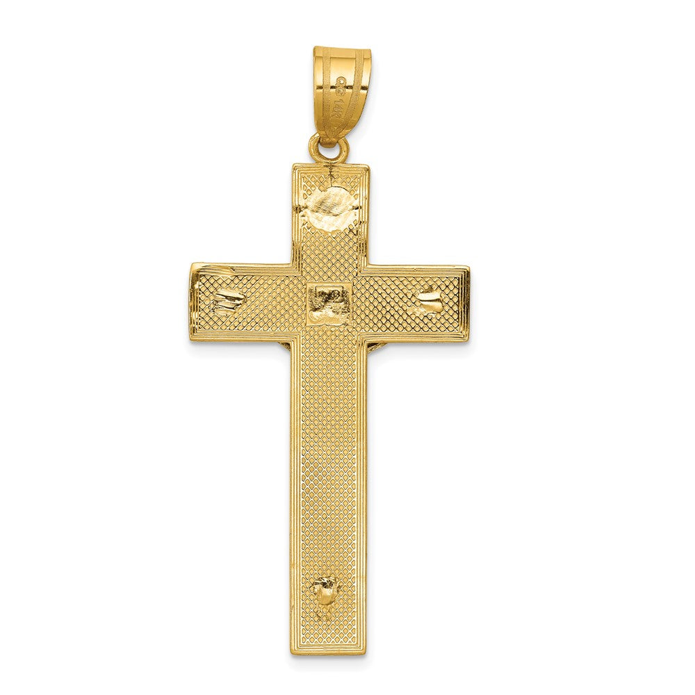 10k Two-tone 24 mm Two-tone Diamond-cut Jesus Crucifix Pendant (3.36 grams)