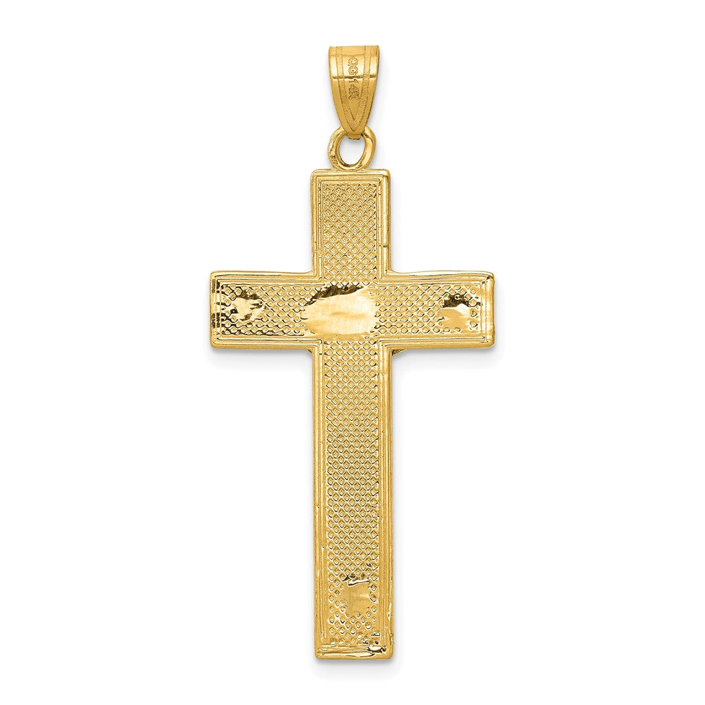 10k Two-tone 19 mm Two-tone Diamond-cut Jesus Crucifix Pendant (2.09 grams)