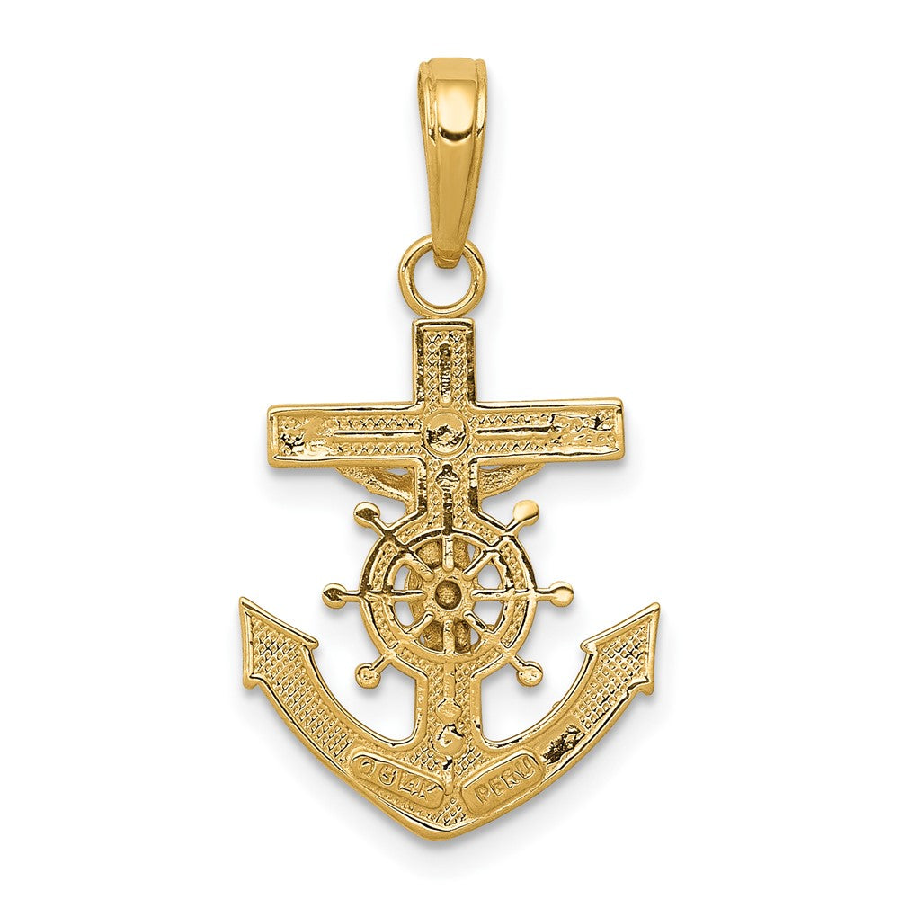 10k Yellow Gold 14.75 mm Mariners Jesus Crucifix Pendant (1.06 grams)