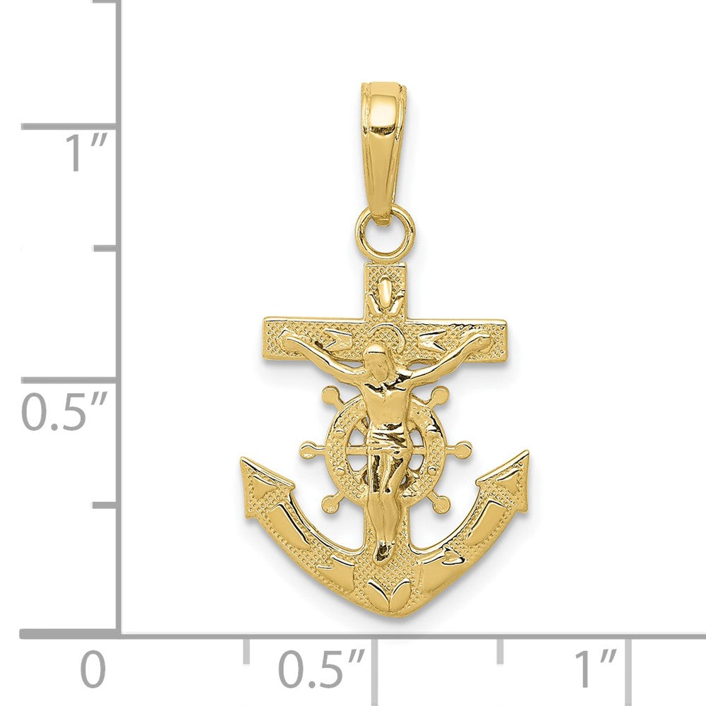 10k Yellow Gold 14.75 mm Mariners Jesus Crucifix Pendant (1.06 grams)