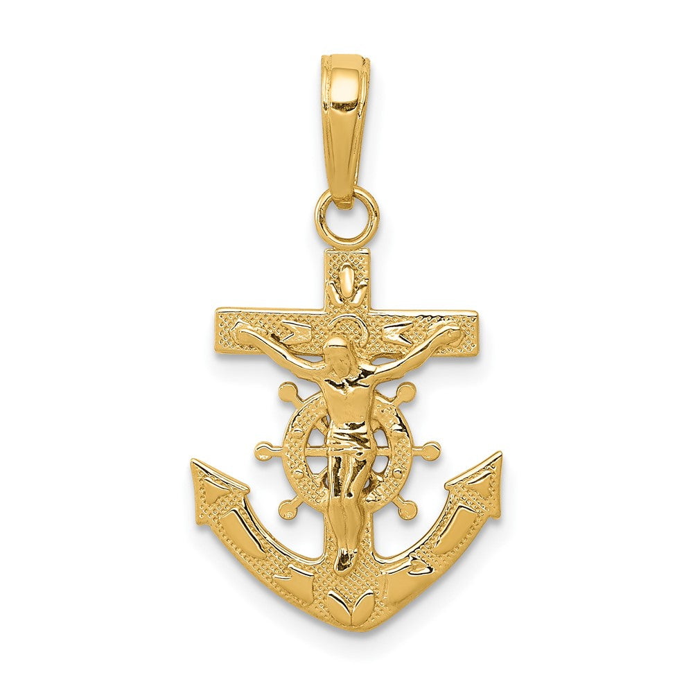 10k Yellow Gold 14.75 mm Mariners Jesus Crucifix Pendant (1.06 grams)