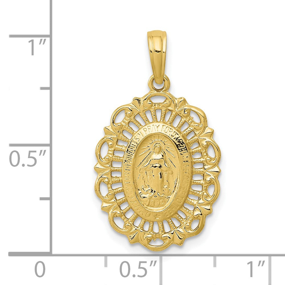 10k Yellow Gold 15 mm Oval Miraculous Medal Pendant (1.35 grams)