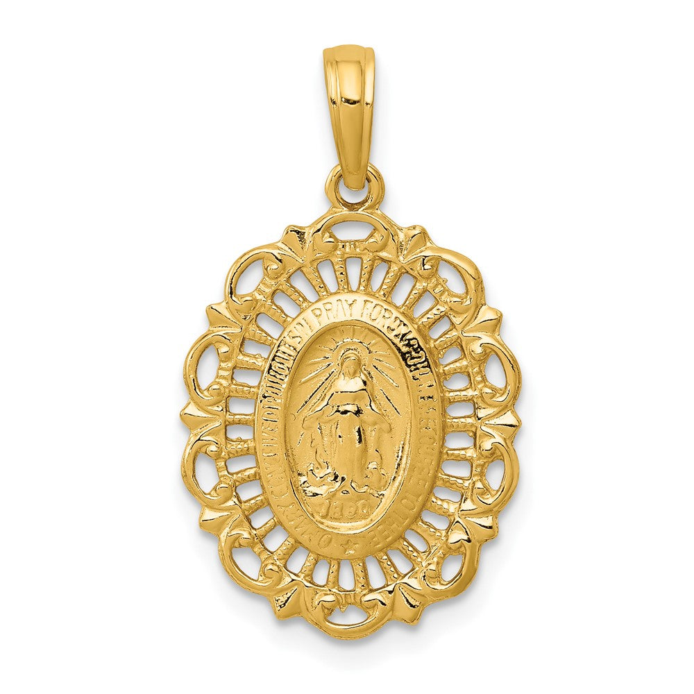 10k Yellow Gold 15 mm Oval Miraculous Medal Pendant (1.35 grams)