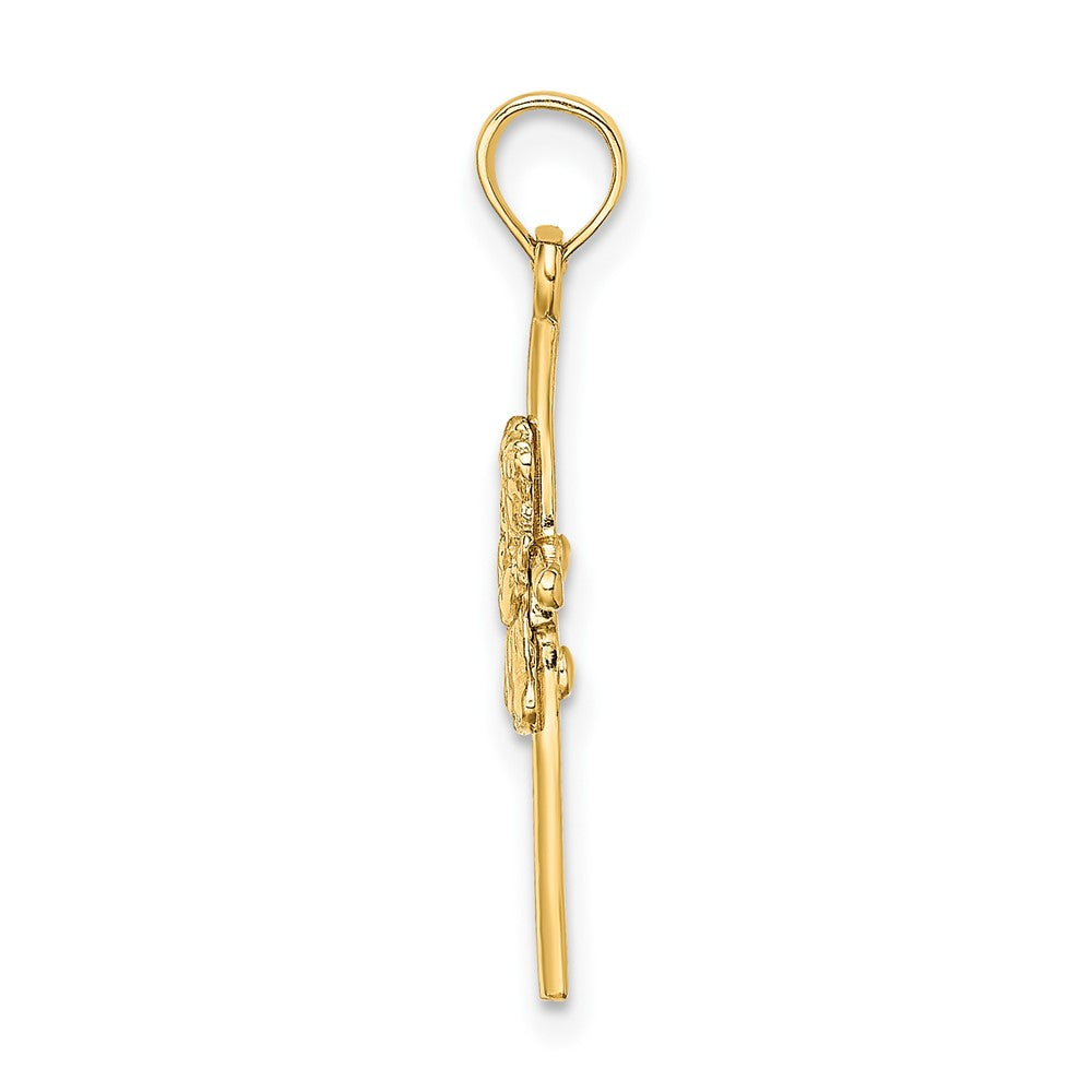 10k Yellow Gold 14.3 mm Praying Girl Cross Charm (0.7 grams)