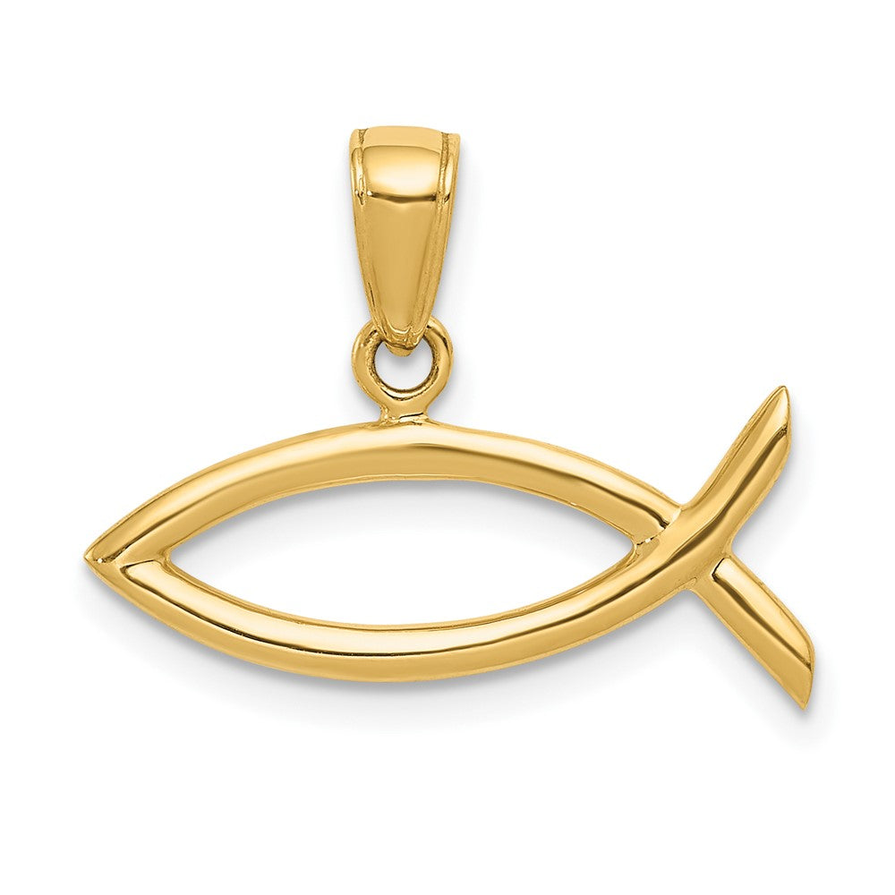 10k Yellow Gold 20 mm Ichthus Fish Pendant (0.96 grams)