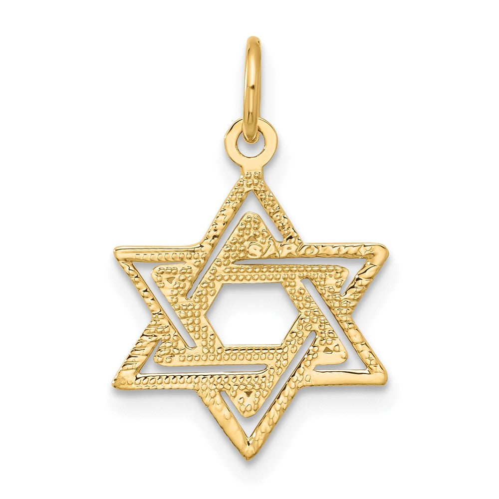 10k Yellow Gold 15 mm Jewish Star Charm (0.76 grams)