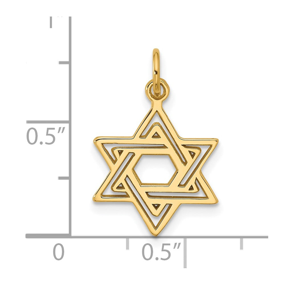 10k Yellow Gold 15 mm Jewish Star Charm (0.76 grams)