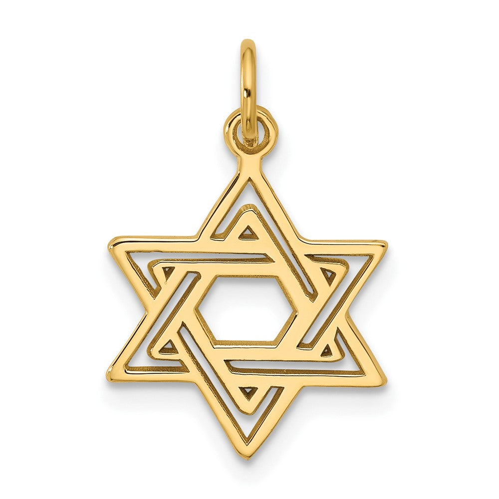 10k Yellow Gold 15 mm Jewish Star Charm (0.76 grams)