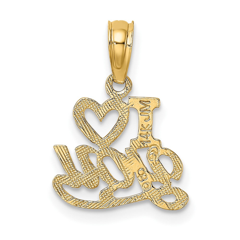 10k Yellow Gold 12.45 mm Polished and Textured I HEART YOU Charm (0.51 grams)