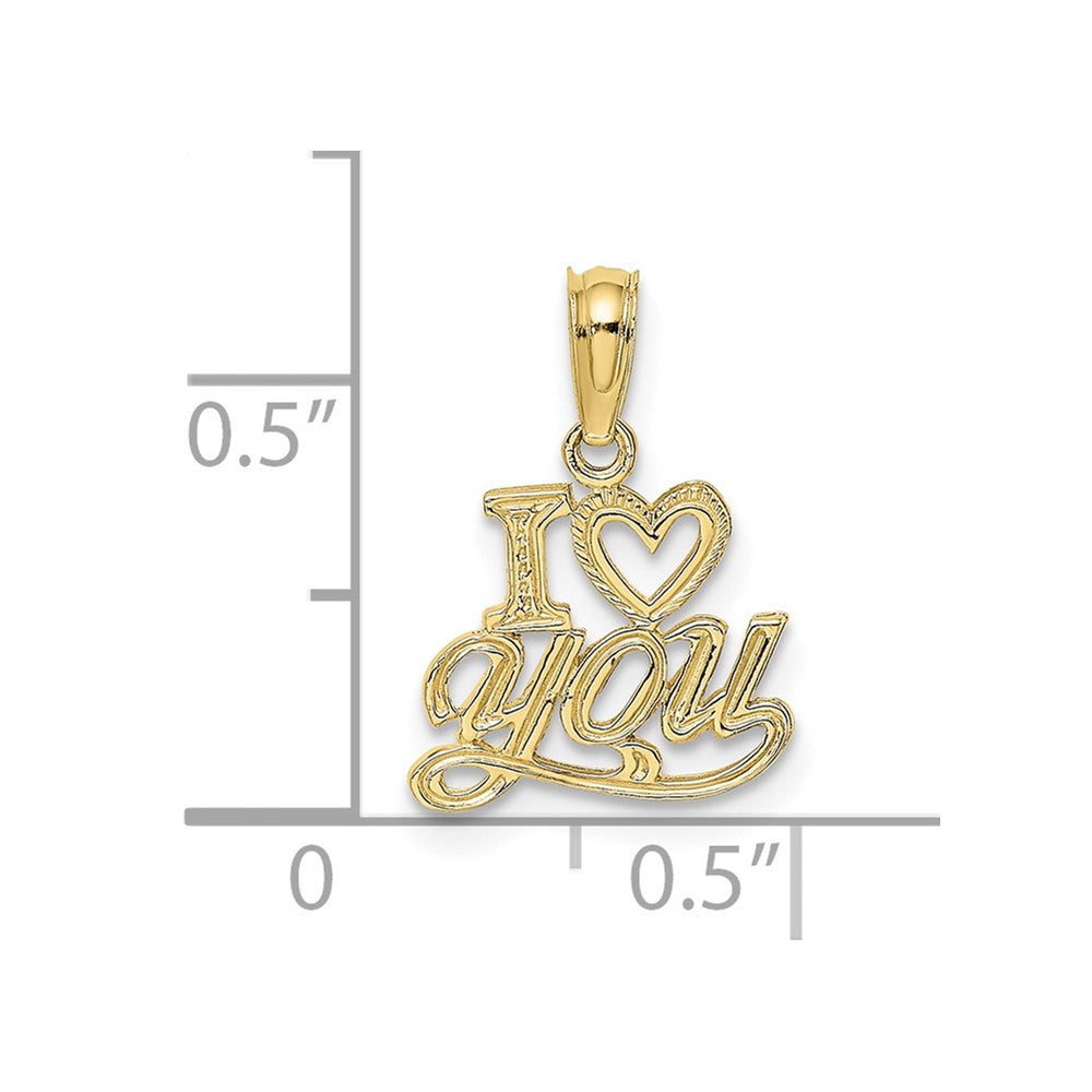 10k Yellow Gold 12.45 mm Polished and Textured I HEART YOU Charm (0.51 grams)