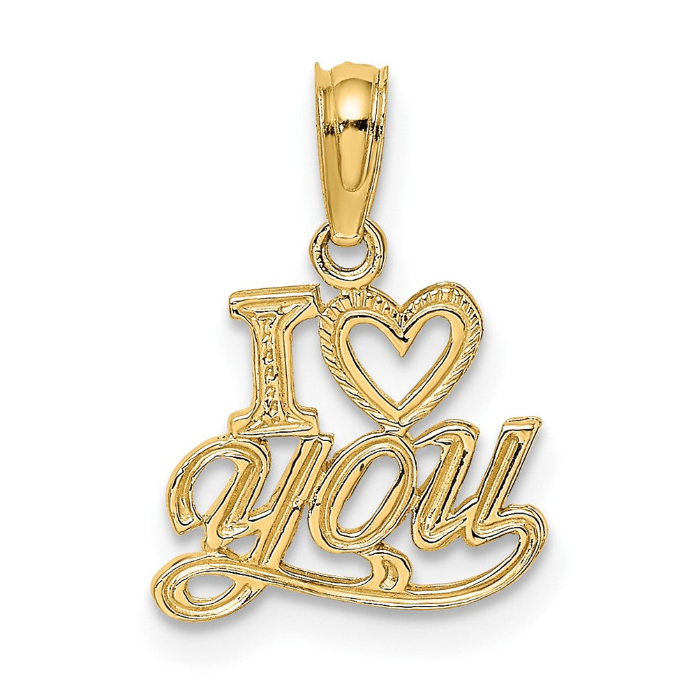 10k Yellow Gold 12.45 mm Polished and Textured I HEART YOU Charm (0.51 grams)