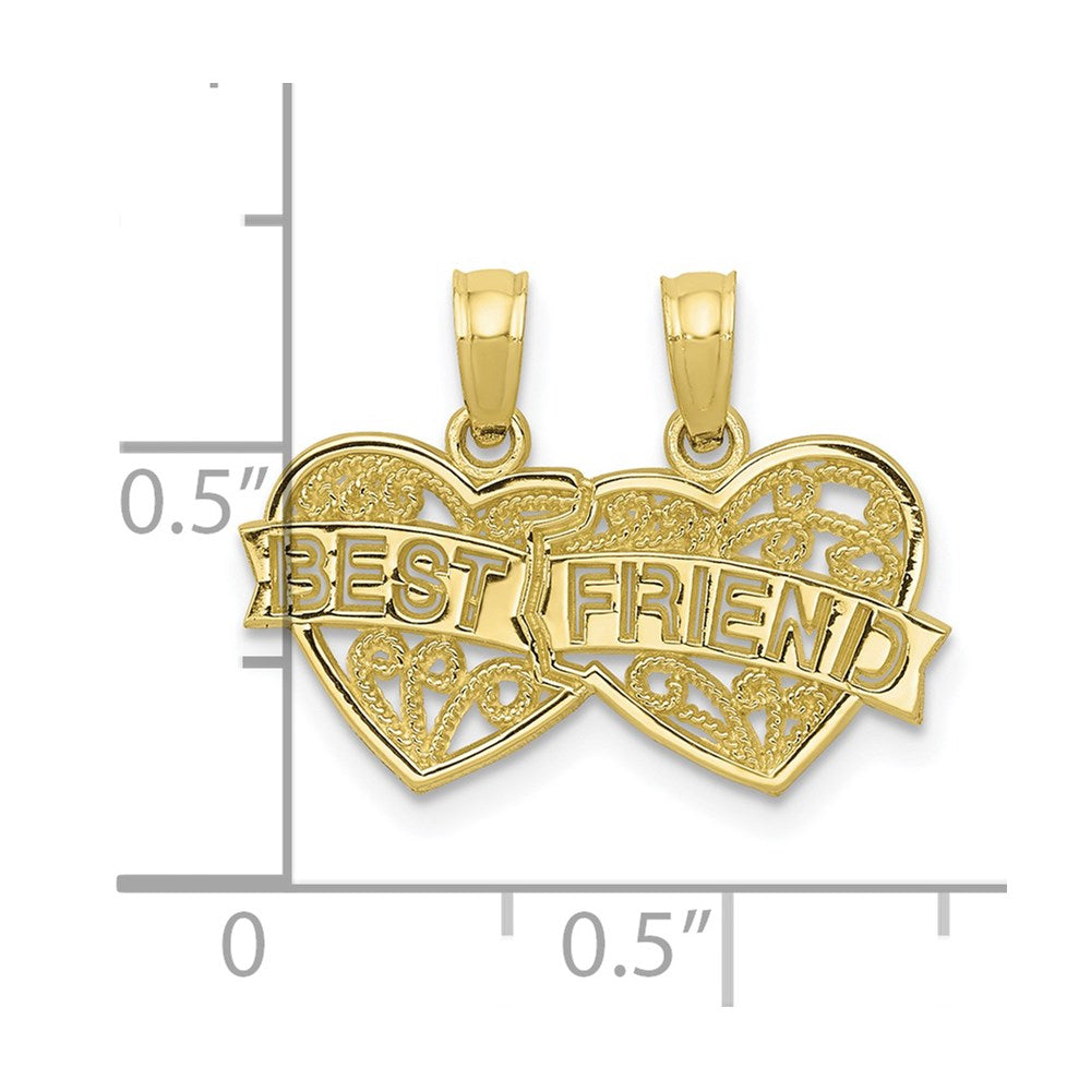 10k Yellow Gold 10.5 mm BEST FRIEND 2 Piece Break-A-Part Charm (1.01 grams)