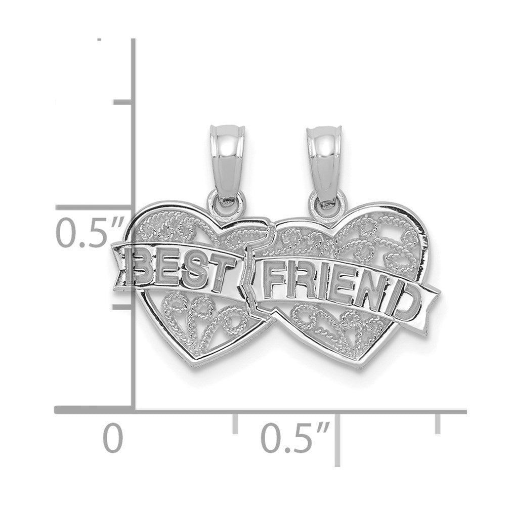 10k White Gold 10.5 mm  BEST FRIEND 2 Piece Break-A-Part Charm (1.07 grams)