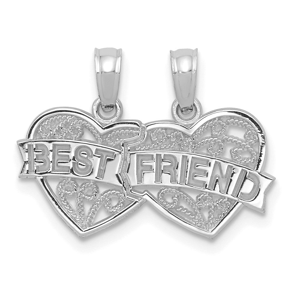 10k White Gold 10.5 mm  BEST FRIEND 2 Piece Break-A-Part Charm (1.07 grams)