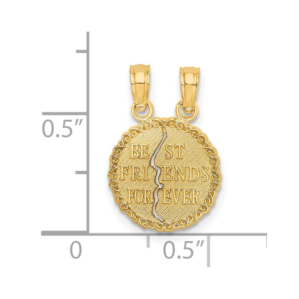 10k Yellow Gold 12.5 mm BEST FRIENDS FOREVER Break Apart Pendant (0.93 grams)