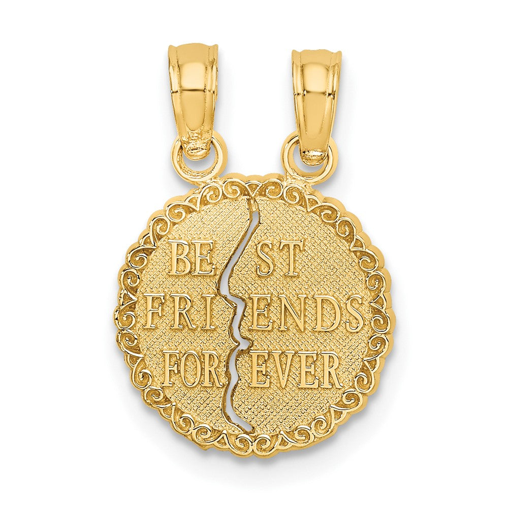 10k Yellow Gold 12.5 mm BEST FRIENDS FOREVER Break Apart Pendant (0.93 grams)