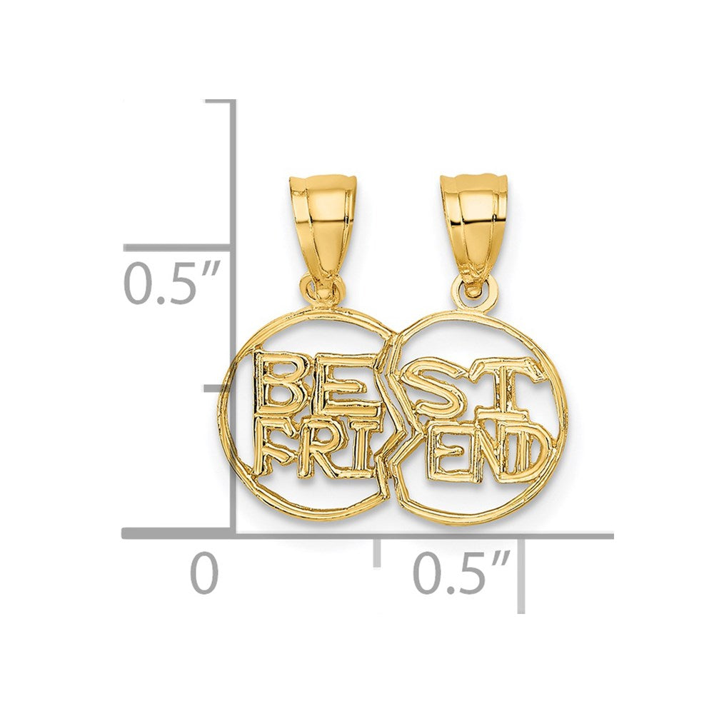 10k Yellow Gold 16 mm Break Apart Cut-Out BEST FRIEND Pendant (0.87 grams)