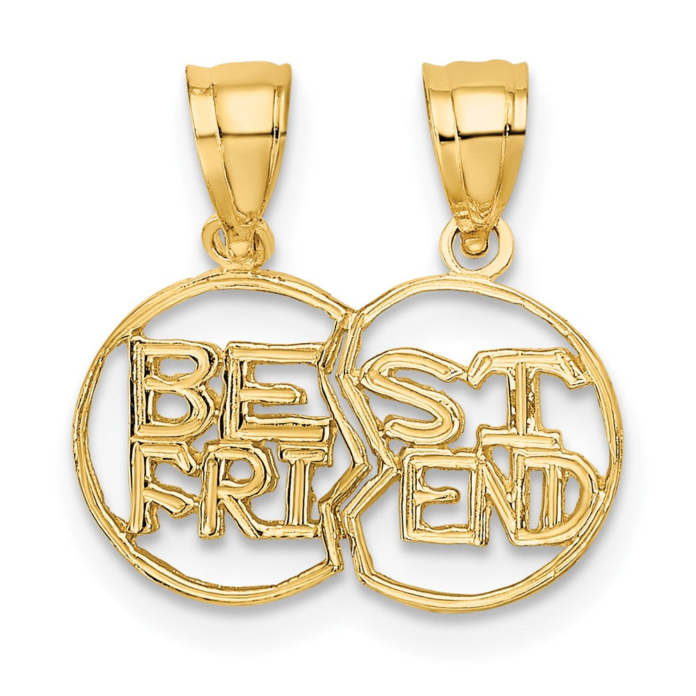 10k Yellow Gold 16 mm Break Apart Cut-Out BEST FRIEND Pendant (0.87 grams)