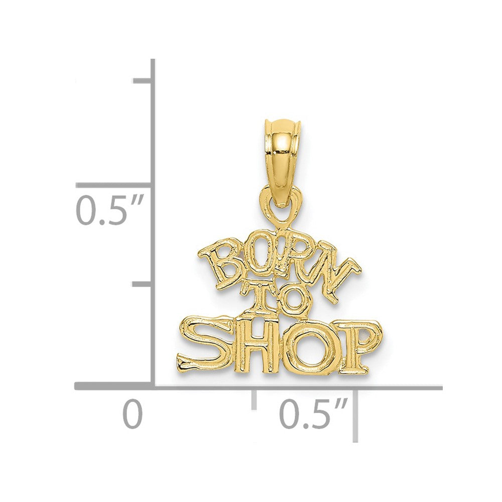 10k Yellow Gold 13.4 mm BORN TO SHOP Charm (0.45 grams)