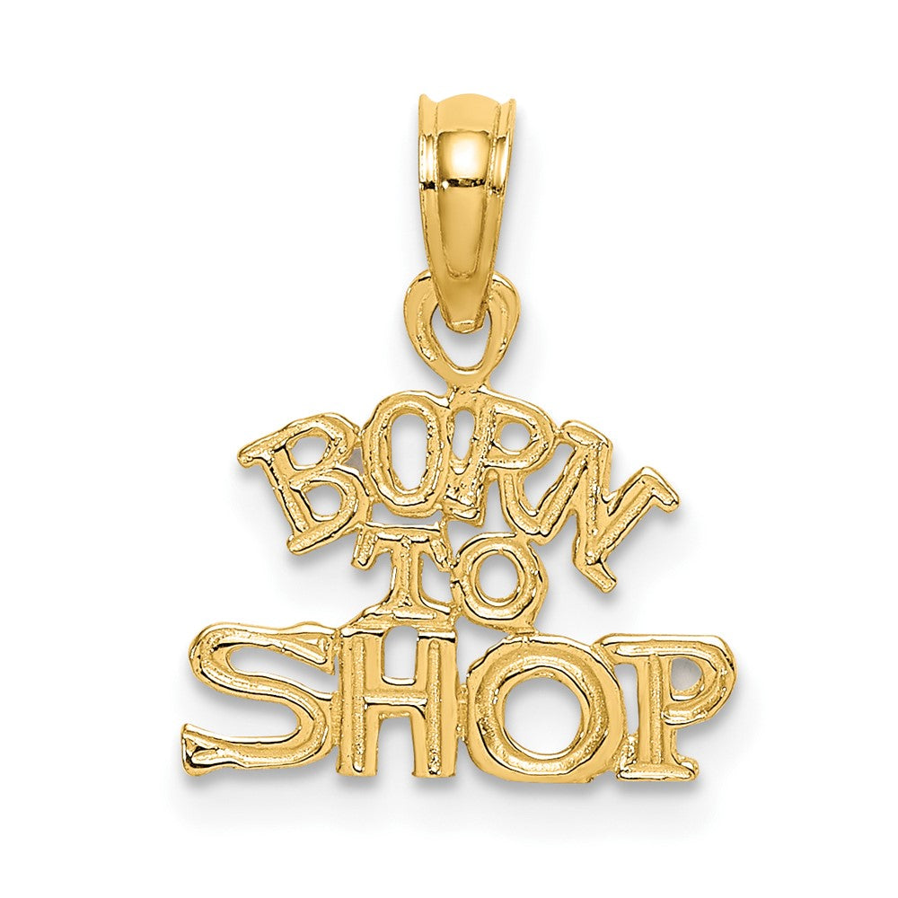 10k Yellow Gold 13.4 mm BORN TO SHOP Charm (0.45 grams)