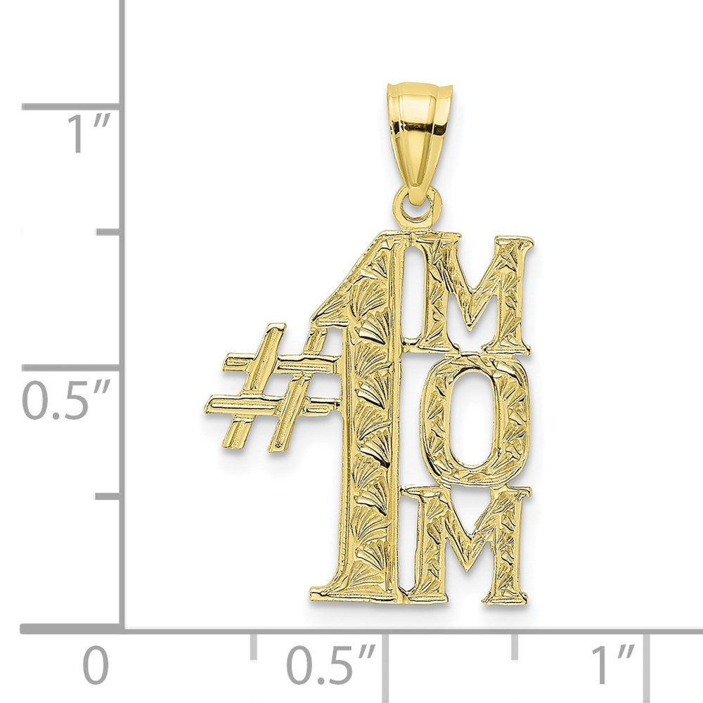 10k Yellow Gold 15.1 mm #1 MOM Vertical Pendant (0.82 grams)