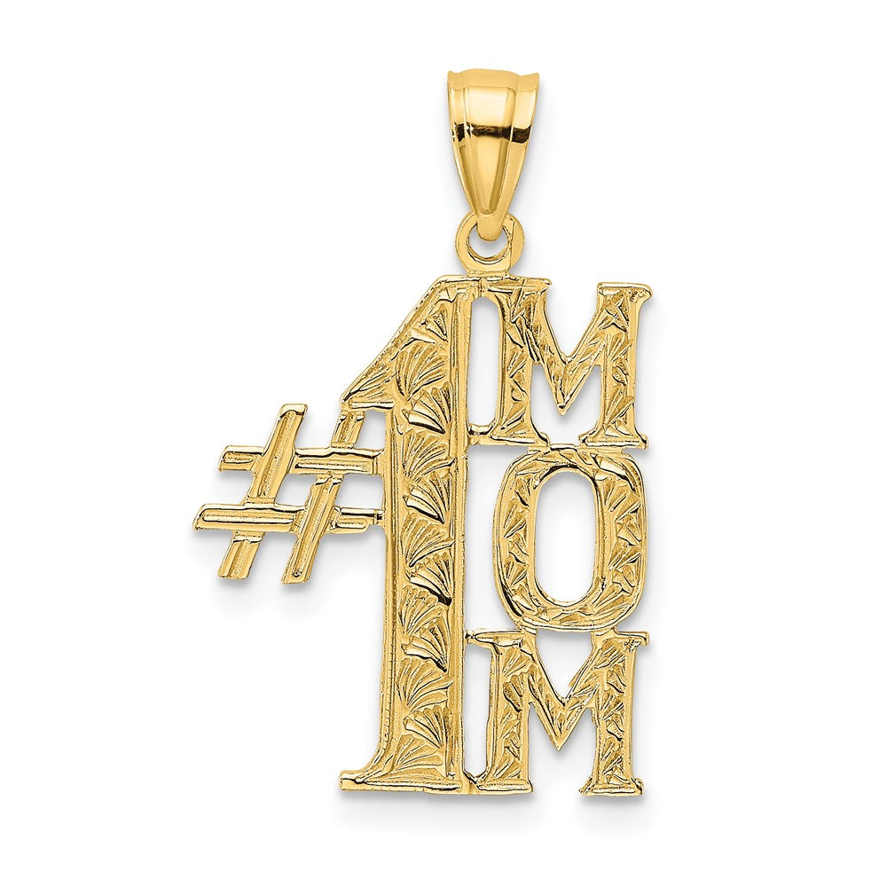 10k Yellow Gold 15.1 mm #1 MOM Vertical Pendant