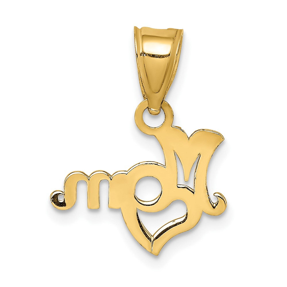 10k Yellow Gold 15.7 mm MOM With Heart Pendant (0.65 grams)