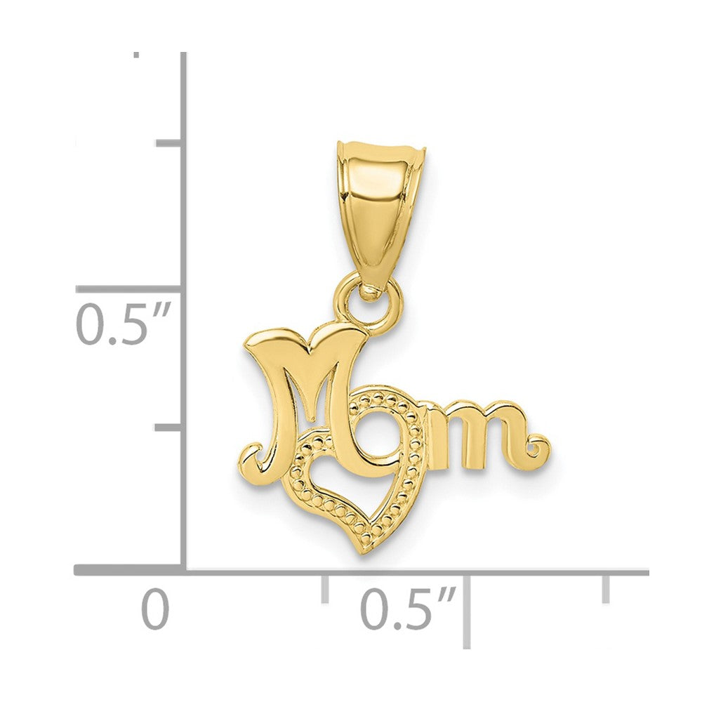 10k Yellow Gold 15.7 mm MOM With Heart Pendant (0.65 grams)