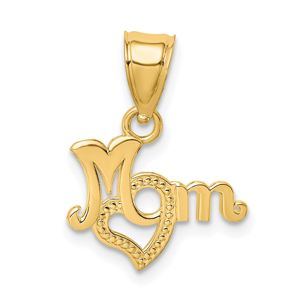 10k Yellow Gold 15.7 mm MOM With Heart Pendant