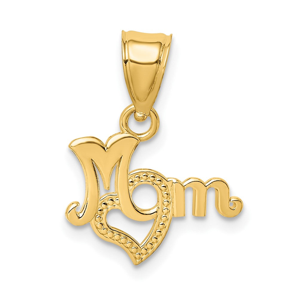 10k Yellow Gold 15.7 mm MOM With Heart Pendant (0.65 grams)