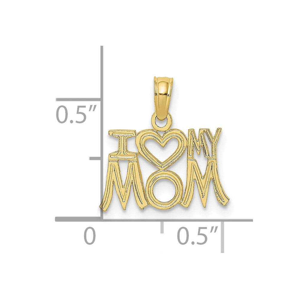 10k Yellow Gold 14.9 mm I HEART MY MOM Pendant (0.52 grams)