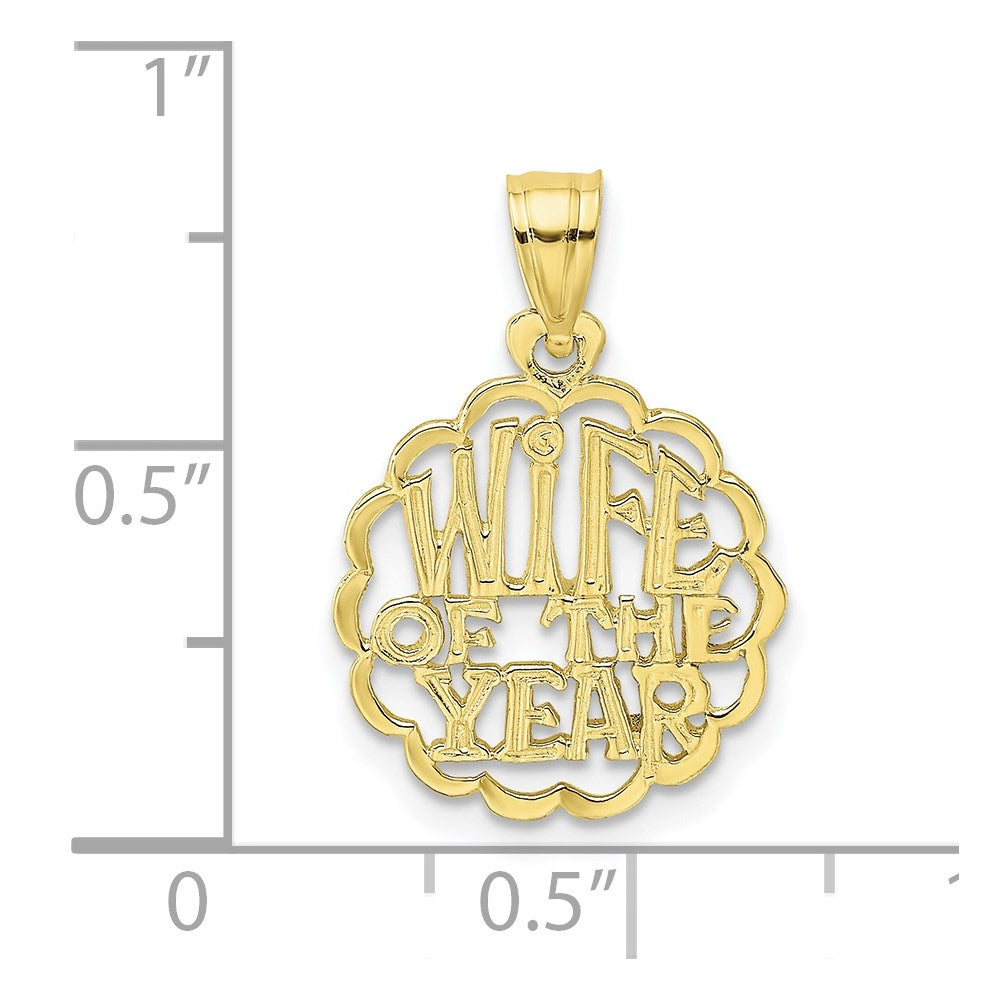 10k Yellow Gold 14.5 mm WIFE OF THE YEAR Pendant (0.59 grams)