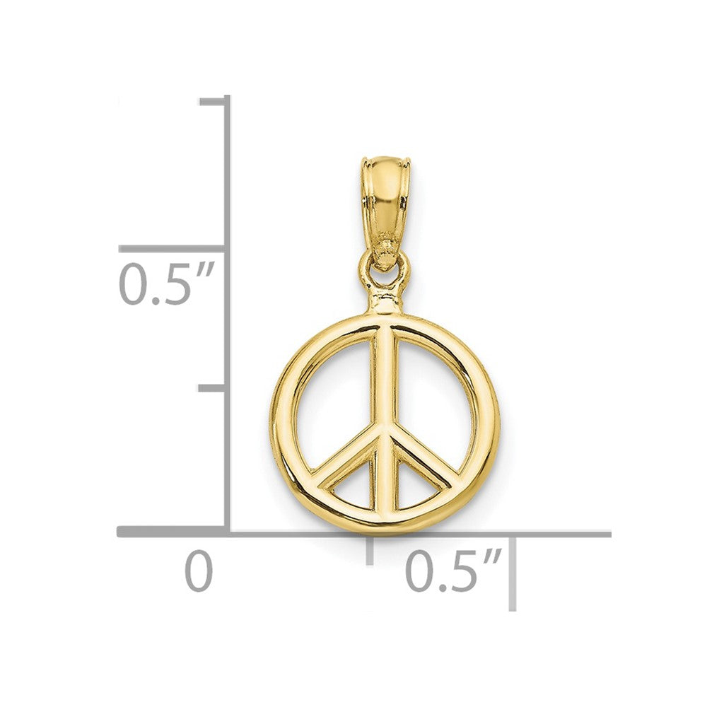 10k Yellow Gold 10 mm Polished Peace Symbol Pendant (0.67 grams)