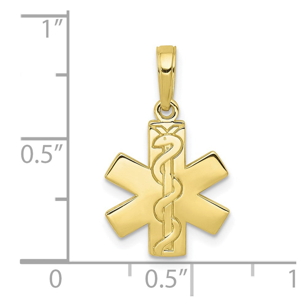 10k Yellow Gold 13 mm Paramedic/EMT Symbol Pendant (1.1 grams)